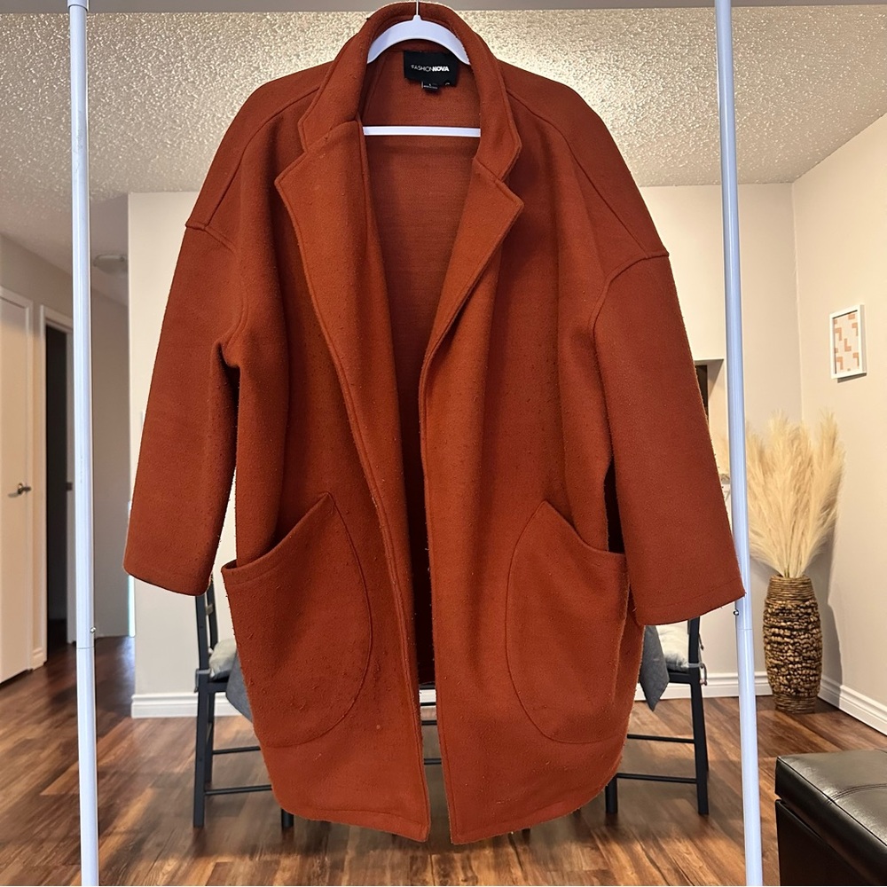 Orange Open Front Coat